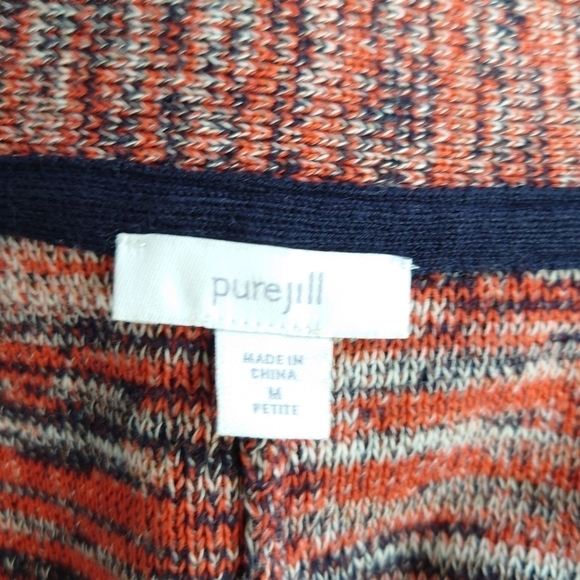 J. Jill Pure Jill Space Dyed Marled V-Neck Pullover Campari Sweater Multicolored - Picture 9 of 14